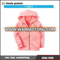 factory made child girls kids zipped pure color pink coat, toddler spring autumn terry outerwear