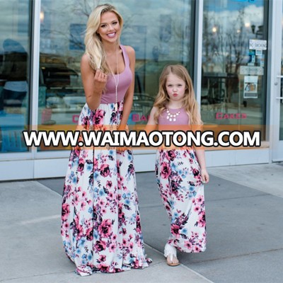 Mom and daughter dress matching floral dress hot sales mother daughter frock design China manufacturer