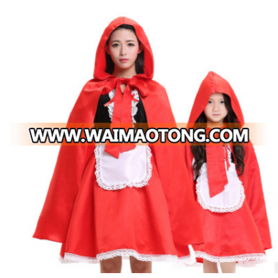 2017 Mom And Daughter Matching Mother Daughter Clothes Family halloween Little Red Riding Hood cosplay costume