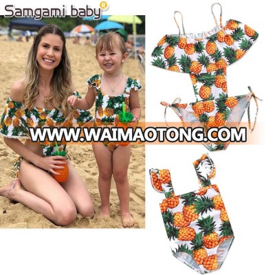 2018 hot sale Summer mother-daughter sleeveless pineapple swimsuit mother and daughter swimsuit